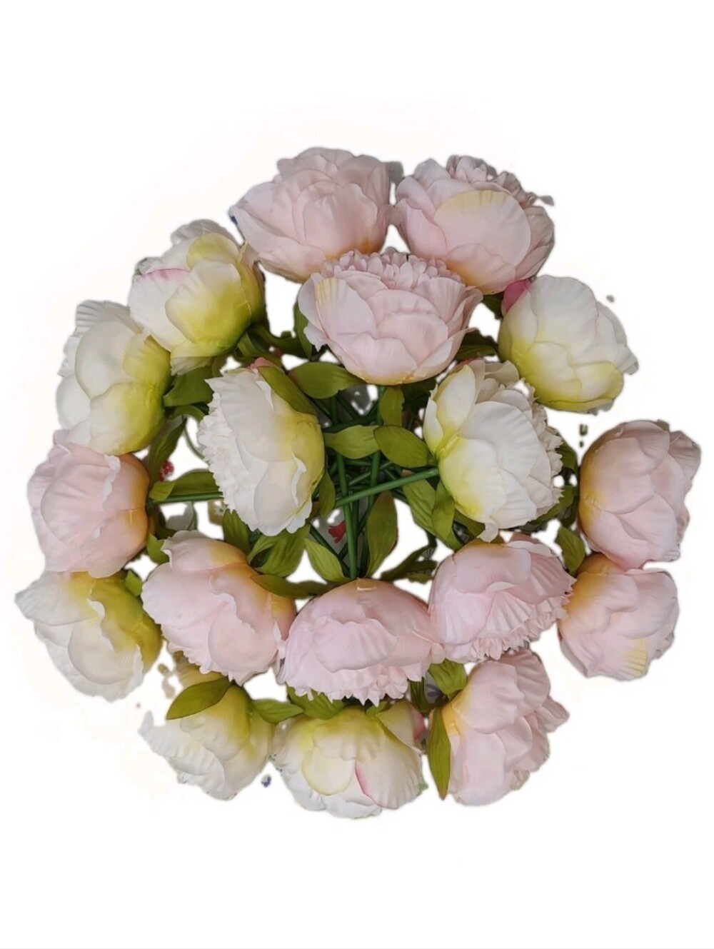 Silk Peonies Creamy White & Blush Pink Individual Flowers To Add To Centerpieces